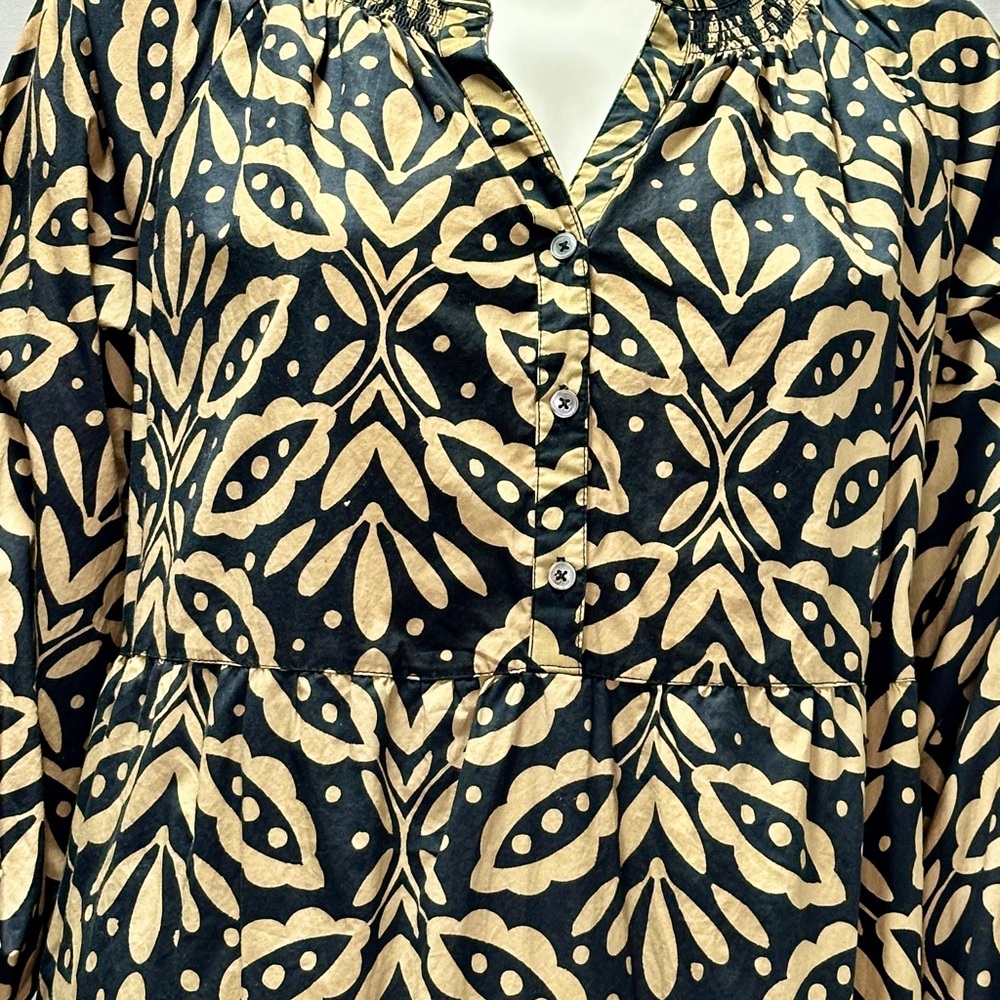 Lilla P Size P Black and Tan Patterned Button Up Dress - Picture 3 of 10